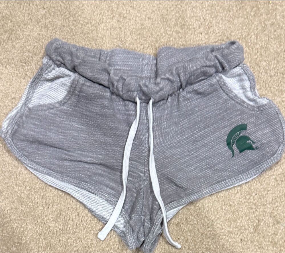 Michigan State Spartans Womens M Athletic Shorts Gray NCAA Running Lounge MSU
